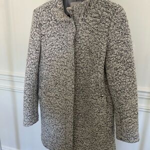 LOFT Boucle Funnel Neck Coat - Grey